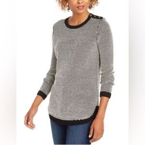 Charter Club Women's Textured Contrast-Trim Sweater (Medium Charcoal Hea…